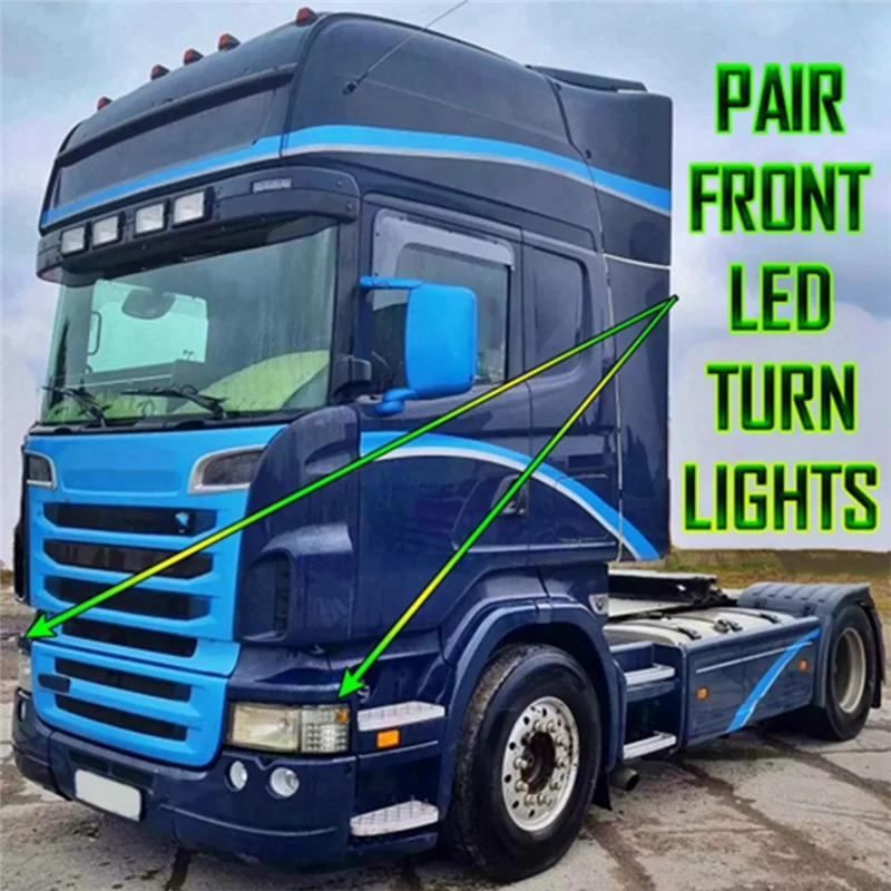 

1 Pair Car Truck LED Turn Signal Corner Light 1387155 1385410 For Scania P420 G440 P410 P310 P380