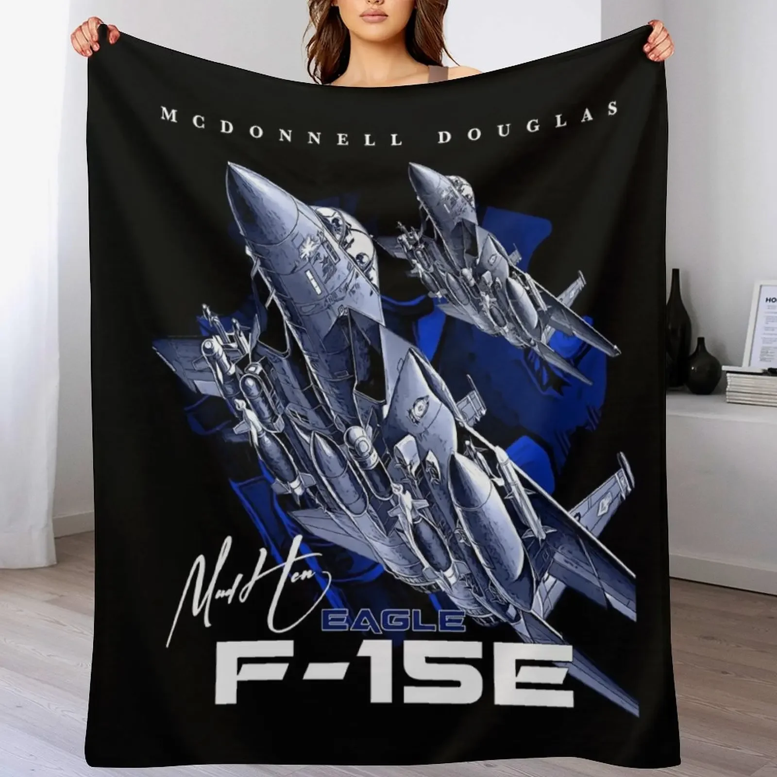 

F-15E Eagle Fighterjet Throw Blanket Soft Plaid Blankets