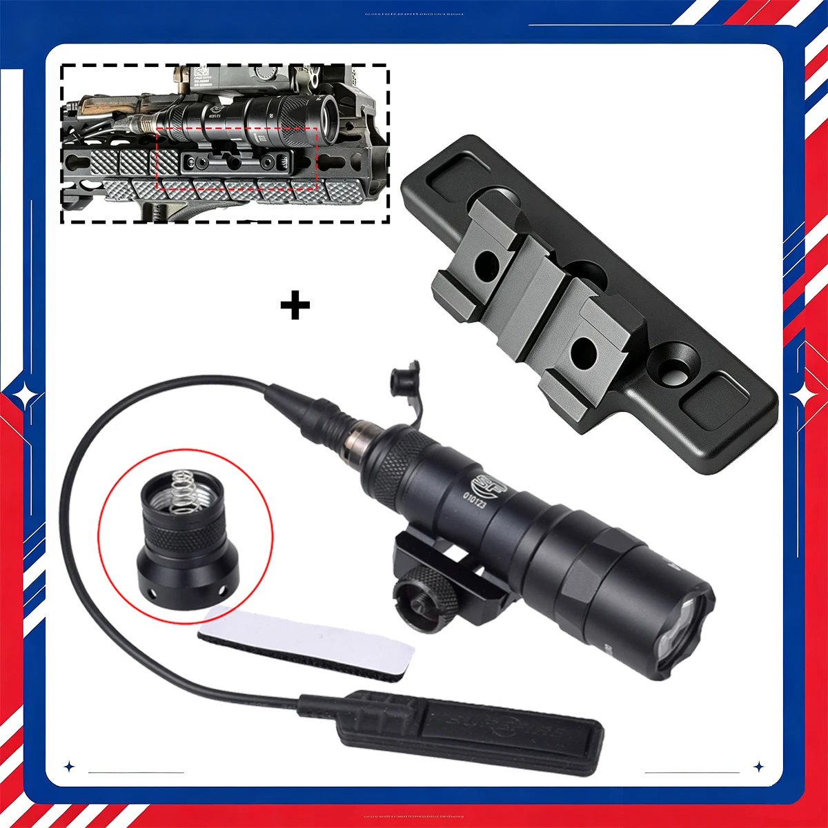 SureFire M300 M600 Scout Flashlight Kit with M‑K Offset Light Mount KeyMod Aluminum Adapter Picatinny Hunting Airsoft Gear