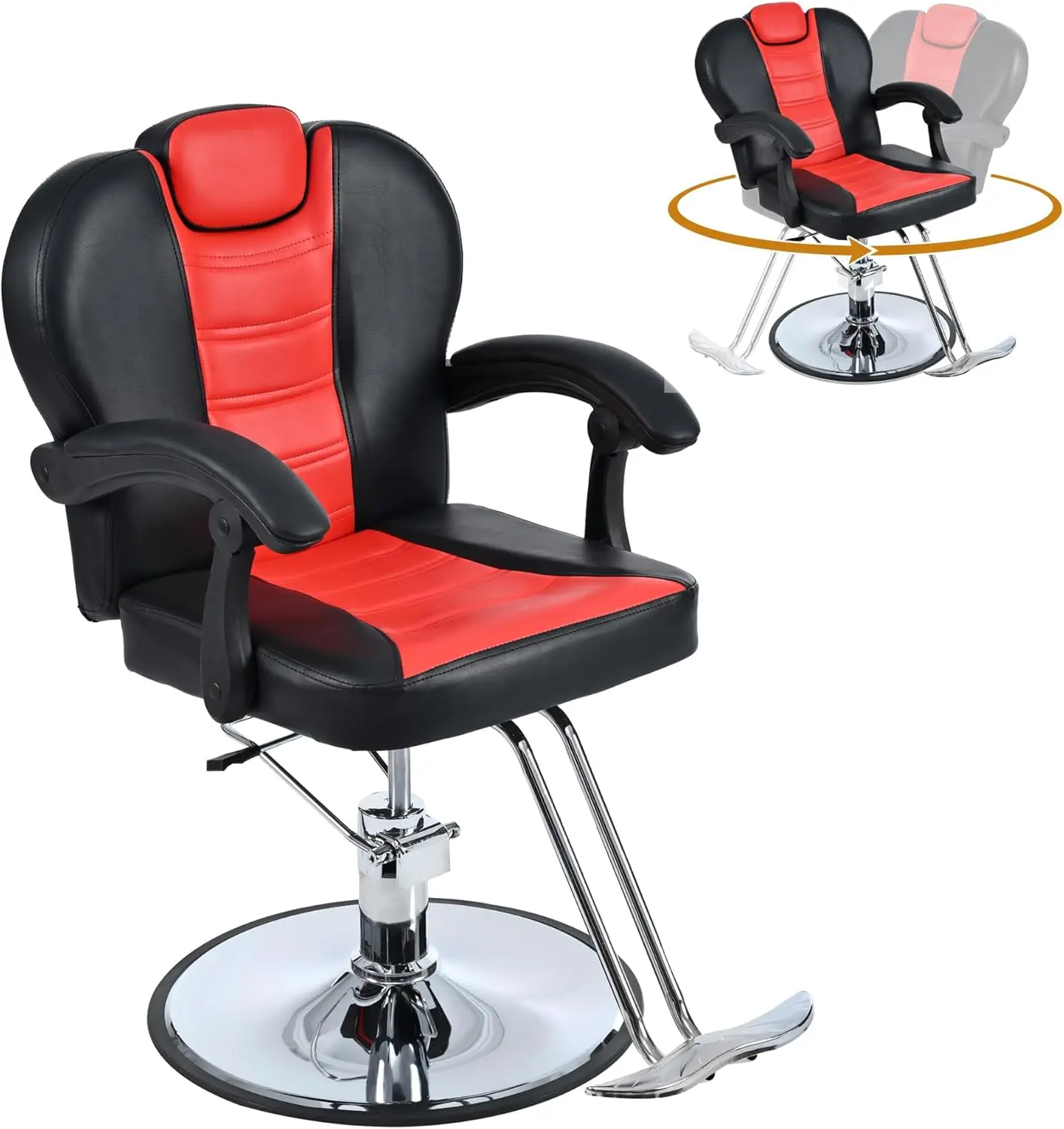 Merax Hydraulic Recliner Barber Chair for Hair Salon with 20% Extra Wider Seat & Heavy Duty Hydraulic Pump, Upgraded Salon