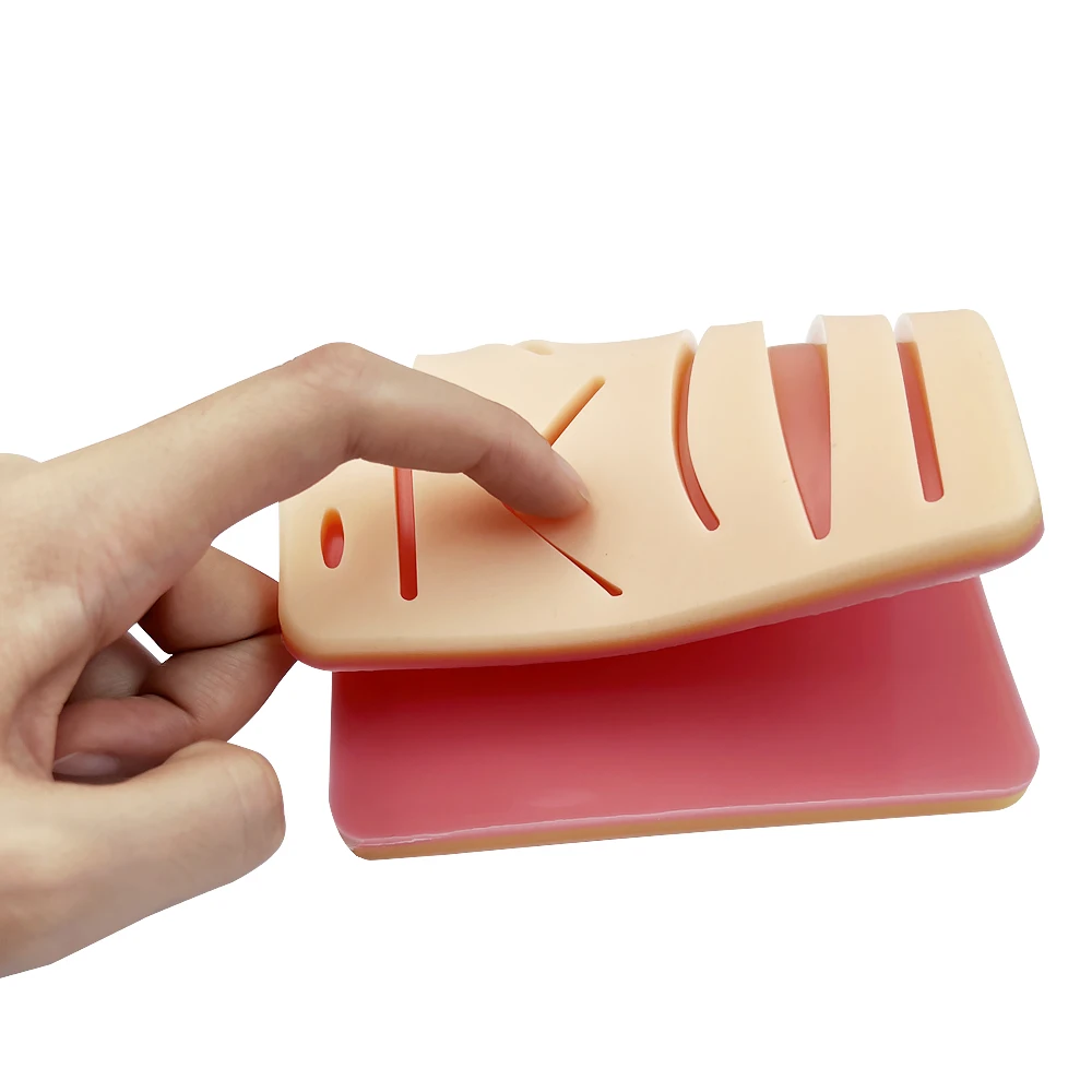 Suture Practice Pad Traumatic Skin Suture Model with Wound Silicone Reusable Surgical Medical Practice Teaching Model