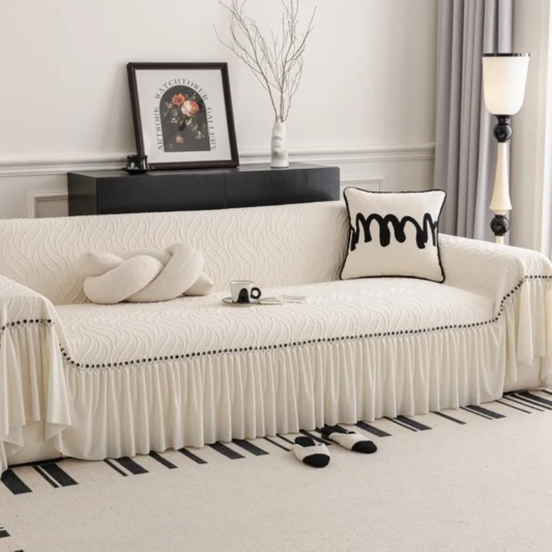 Living Room Sofa Covers 3 Seater Anti Slip Furniture Cover Indoor Double Sided Use Knitted Sofa Blanket Couch Towel