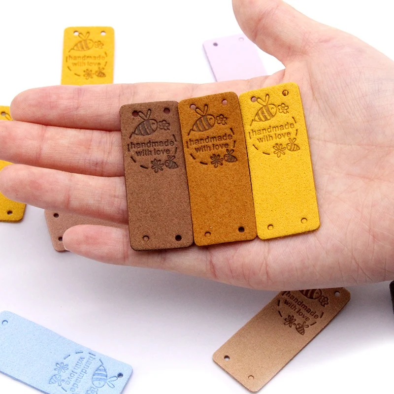 50Pcs Handmade Label Hang Tags For Handmade With Love Tags Leather Tags For Clothes Gifts Bags Sewing Accessories