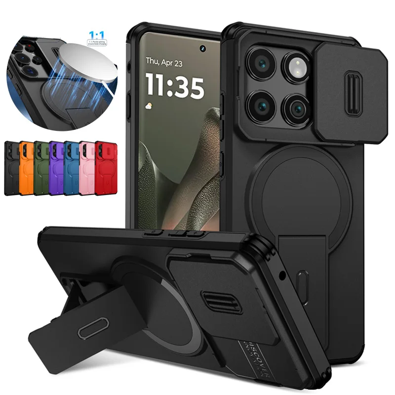 Schutzhülle für Motorola Moto G Play Stylus Power Edge 2024 2025 mit Schiebe-Kameraschutz und kabelloser Ladefunktion