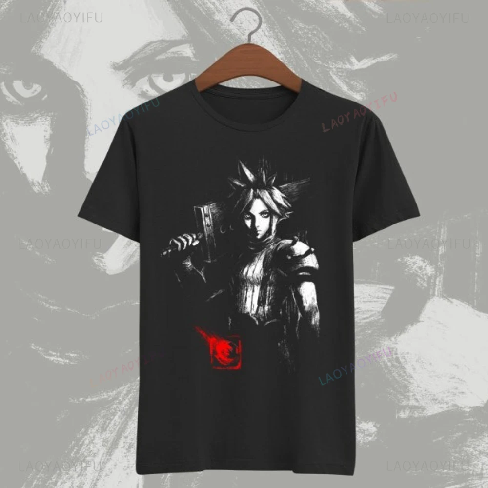 Cloud Strife Ink Sword Final Fantasy Tops Tee Shirt VII  FFVII Remake  FF7 PS1 Retro Gamer Claude Unisex High Quality Cotton Tee