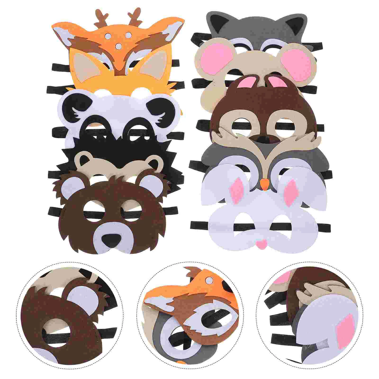 10 pezzi maschera in feltro animale cartone animato bambini Natale carnevale maschere per feste uomo decorazione liscia e confortevole