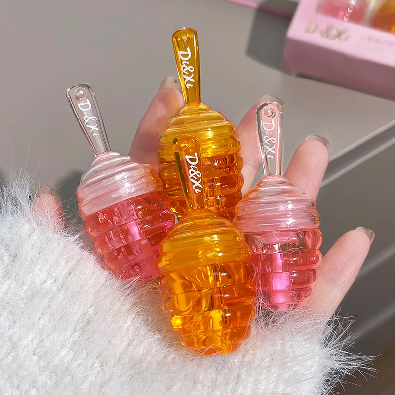 1/2pcs Honey Pot Lip Oil Long Lasting Moisturizing Clear Lip Oil Liquid Lipstick Lip Gloss Makeup Cosmetics