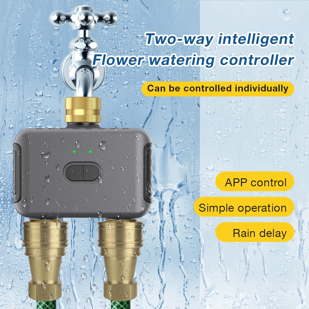 Bluetooth ZIGBEE Watering Timer Automatic Irrigation System Drip Sprinkler Valve Controller Tuya 2-Zone Smart Garden Timer