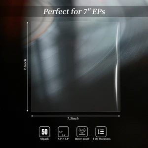 جديد 50 قطعة 7 بوصة حامي تسجيل الفينيل EP أكياس تسجيل بلاستيكية مضادة للكهرباء الساكنة أكمام تسجيل خارجية حاوية غطاء بلاستيكي شفاف EP أفضل 10 مبيعات غلاف سجل فينيل - No8