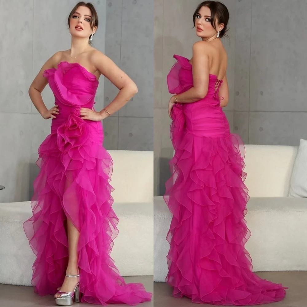 

Изысканное вечернее платье без бретелек из тюля по индивидуальному заказу, классическое коктейльное платье со шлейфом, модные платья без рукавов для особых случаев