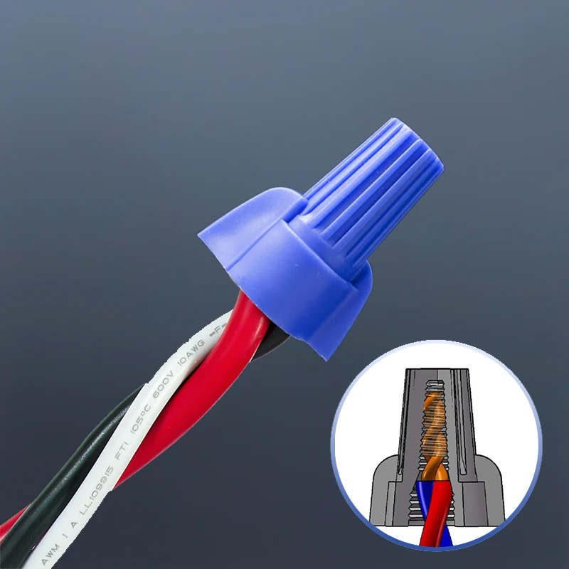 Double Wing Screw On Wire Cap Connector Cable End Fast Insert Twist Cap Closed End Rotating Terminal Screw-Type Clamp Spring Nut