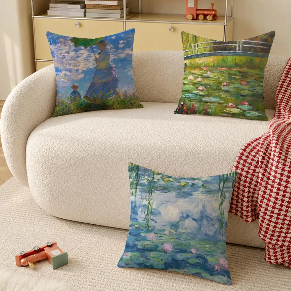 Lirios de agua Claude Monet Cushion Cover Pillow Cover Decorative Throw Couch Home Decor for Living Room Sofa