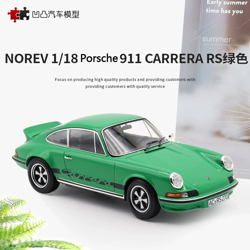 

1973 Porsche 911 Carrera Rs Simulation Alloy Car Model Collection with Base Norev 1:18 Die-Cast Metal Static Scale Model Adult Toy Boys' Four-Wheel Rotation