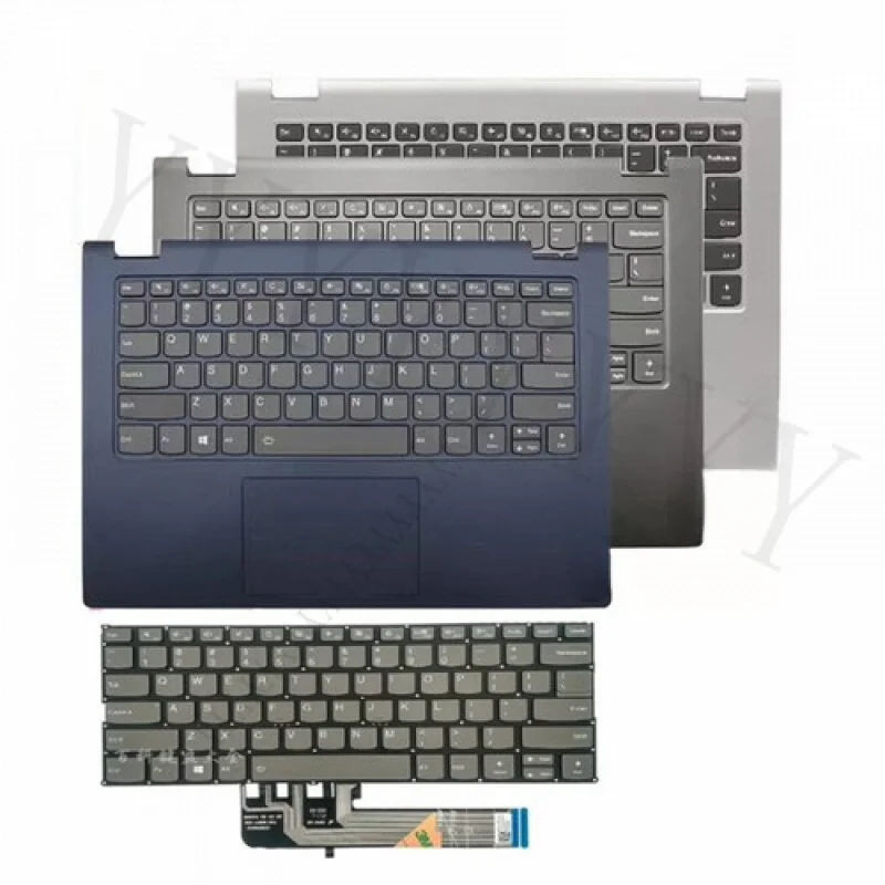 Y + Palmrest مع لوحة مفاتيح بإضاءة خلفية لجهاز Lenovo Ideapad FLEX-14 C340-14 14IWL 14API 14IML