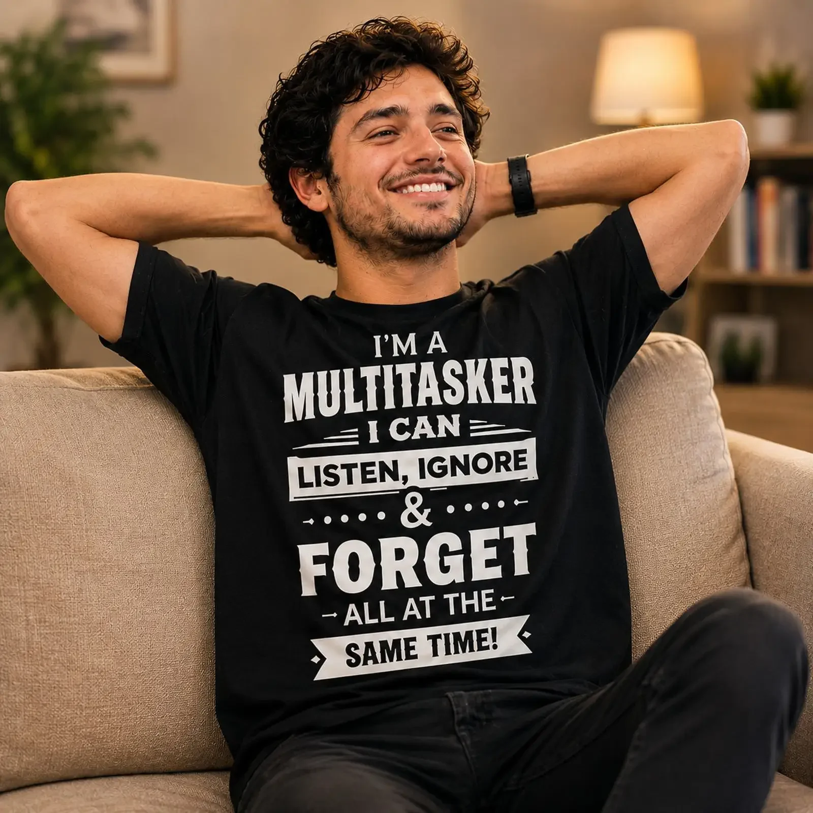 Multitasker Lustiges Zitat T-Shirt Humor für Erwachsene und Kinder Vintage Gewaschen Dehnbar Weich Leicht Unisex Lässig Vielseitig