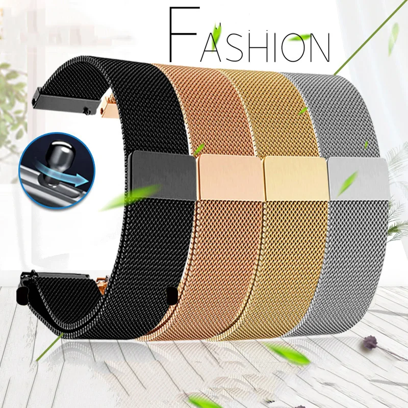 

Milan Magnetic Mesh Belt Watchband For Citizen D-W Longines Omega Samsung Huawei Watch Strap Men and Women Bracelet 18 20mm 16mm