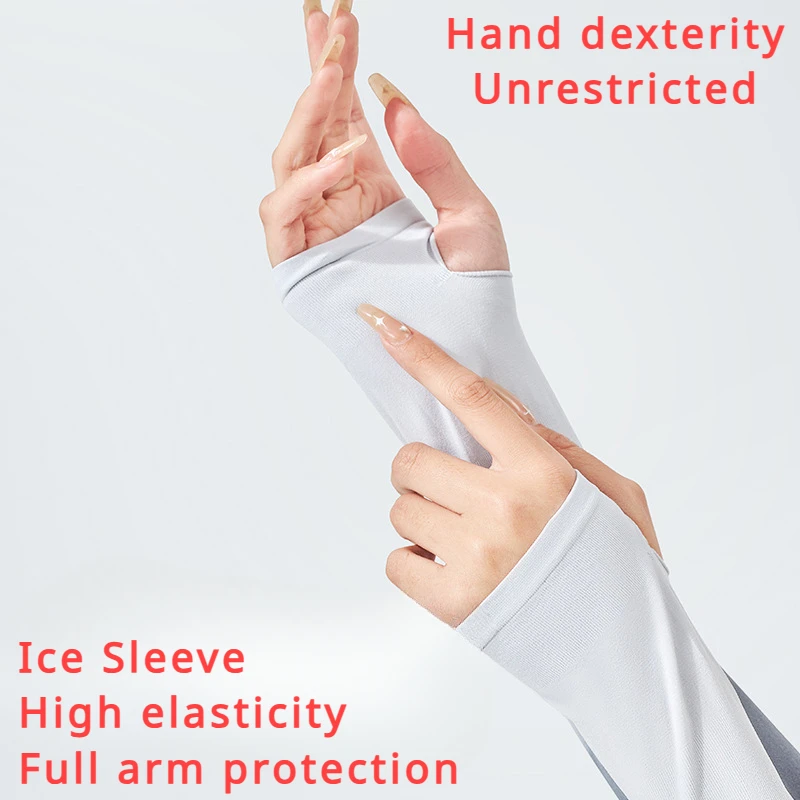 1 Pair Summer Finger Sleeve Cool Wearing High Elastic Elbow Spring Outdoor Riding Fingerless Fishing Custom Ice Silk