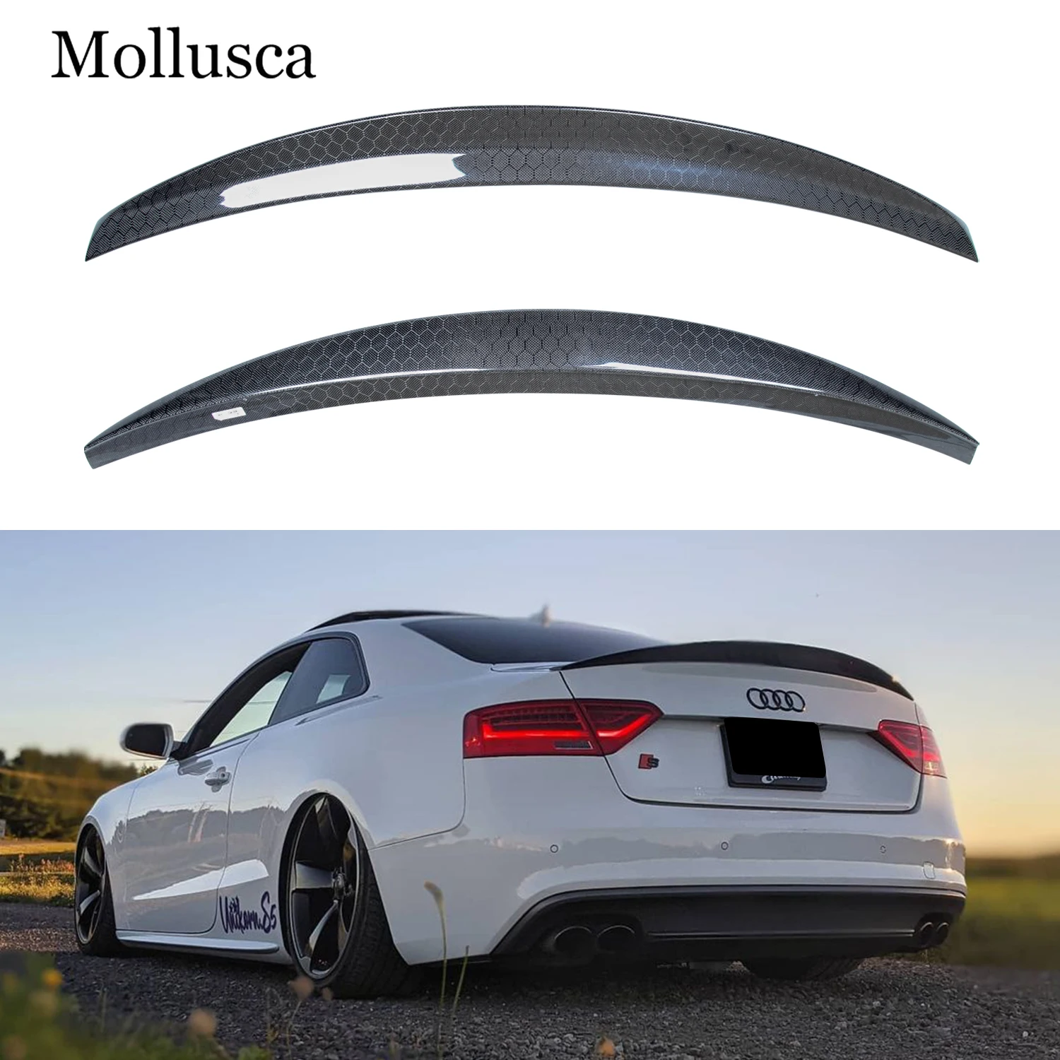 

For AUDI A5 B8 B8.5 4Door Sportback 8TA HK Style Honeycomb Carbon fiber Rear Spoiler Trunk wing 2009-2017
