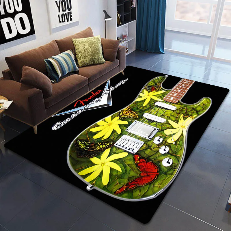 Fender Guitar Logo Print Carpet Children's Carpet Living Room Bedroom Non-slip Carpet Art Decorations Gift Photography Props