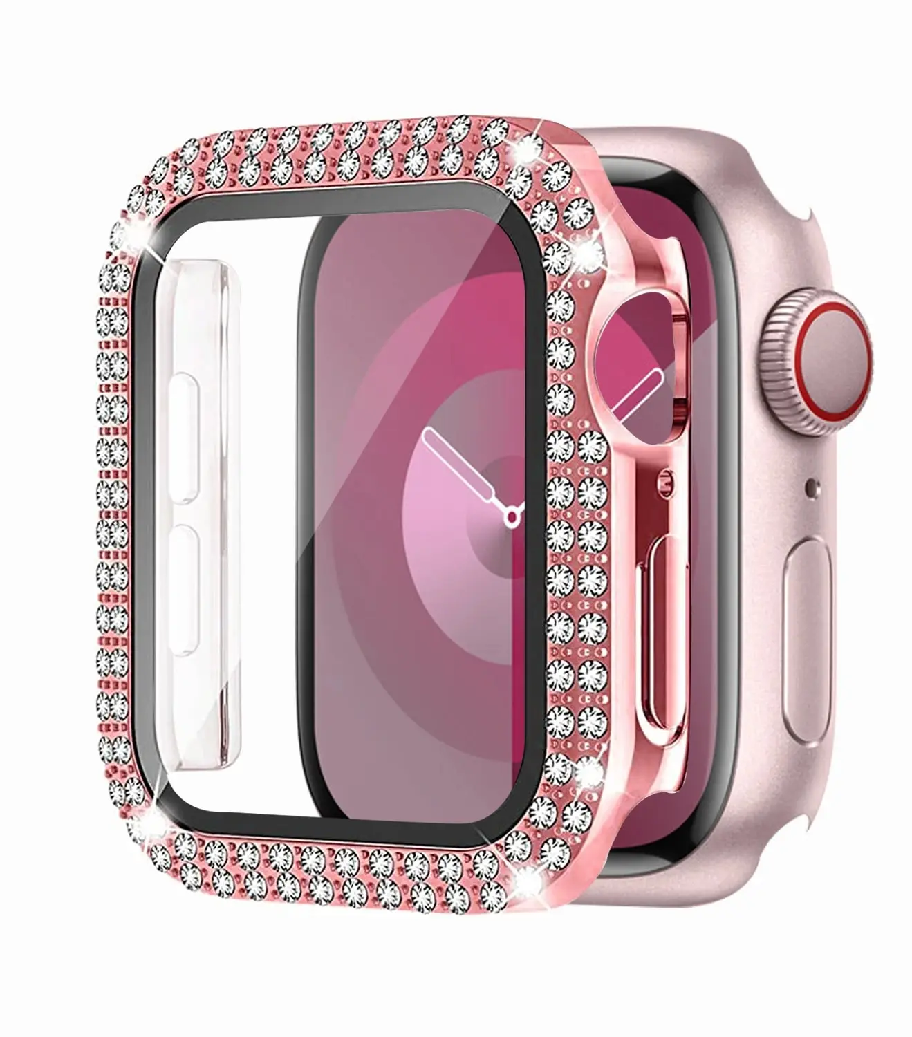 

Diamond Case For Apple watch 40mm 41mm 44mm45mm 42mm 38 Accessories Bling Bumper Protector Cover iWatch series 3 4 5 6 7 se 8 9