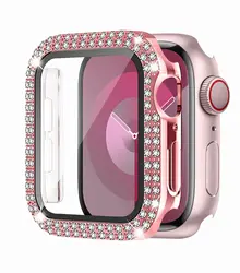 Diamond Case For Apple watch 40mm 41mm 44mm45mm 42mm 38 Accessories Bling Bumper Protector Cover iWatch series 3 4 5 6 7 se 8 9