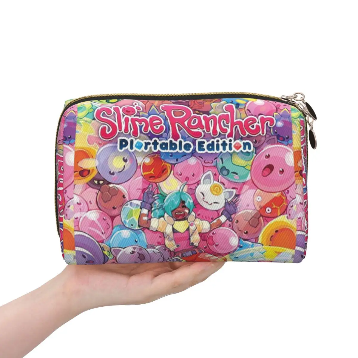 Slime Rancher Cartoon Game Anime Cute Women Cosmetic Bag Travel Makeup Organizer Pouch Toiletry Storage Dopp Kit Case