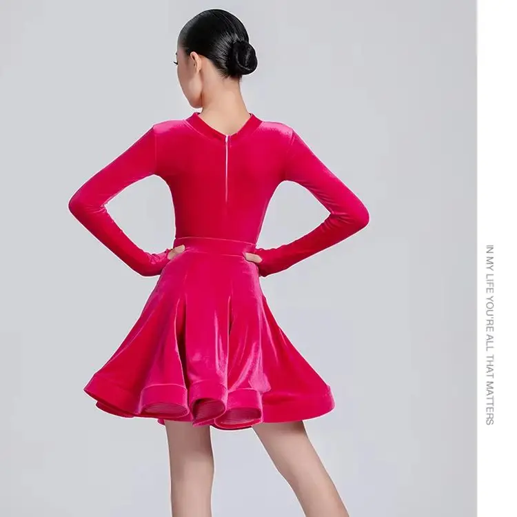 

New Children's Latin Dance Dress Women's Kids Dance Practice Outfit Women's Popular Autumn/winter Latin Competition Grade