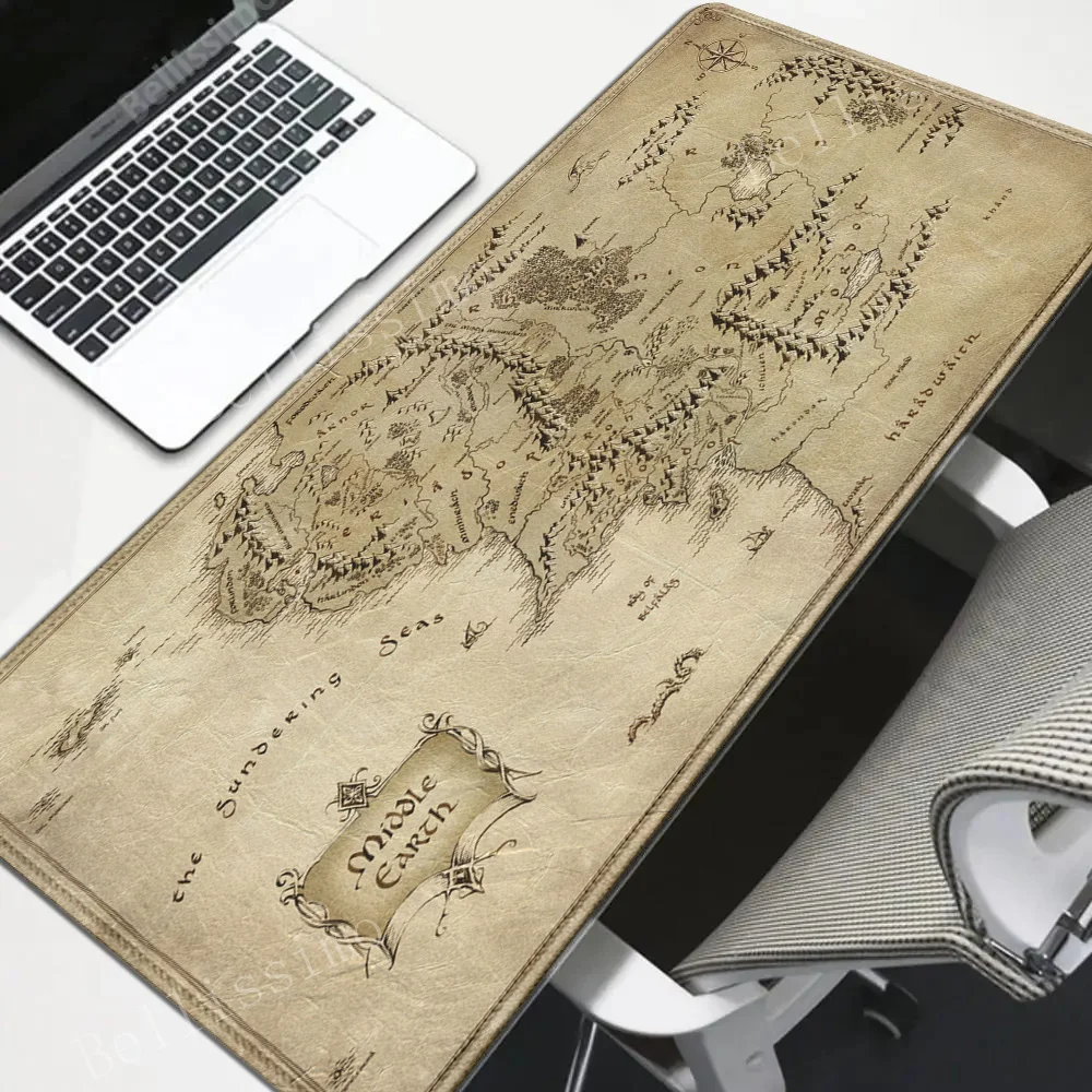 

Retro Old Map teclado mouse pad Large Gaming 900x400mm rubber desk mat Non-slip PC laptop Gamer desk accessories table Mousepad