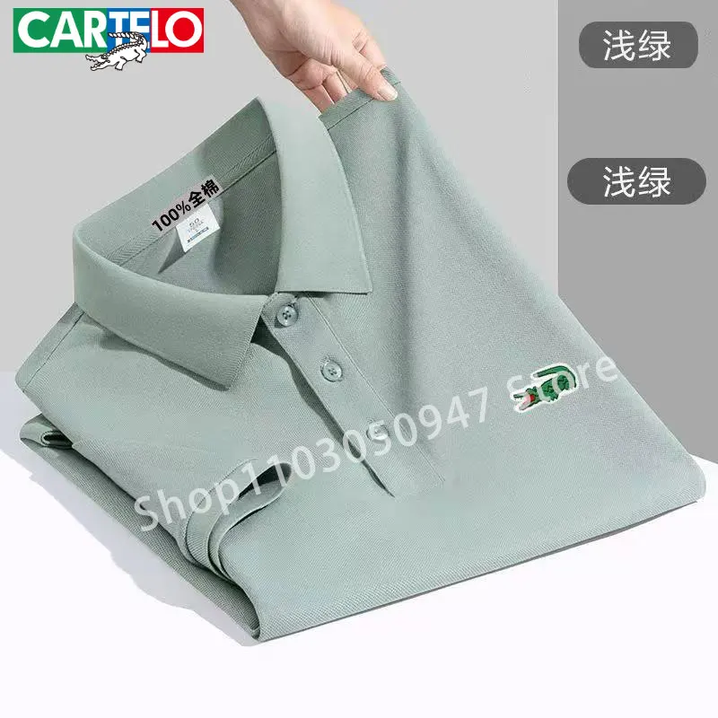 CARTELO2026 new men's stand up collar polo shirt summer new men's embroidered casual couple outfit preferred partner gift