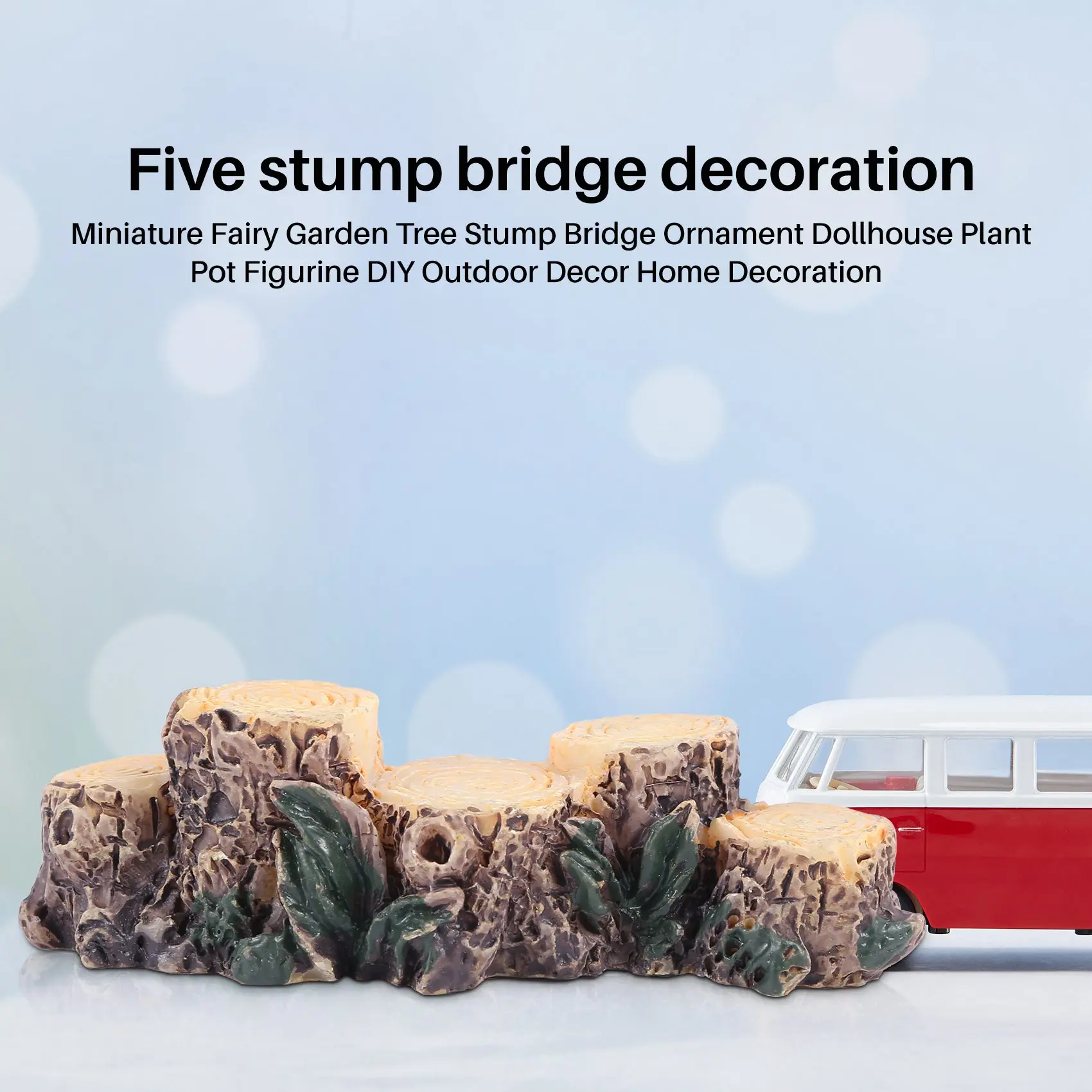 ABZF 2026 Miniature Fairy Garden Tree Stump Bridge Ornament Dollhouse Plant Pot Figurine DIY Outdoor Decor Home Decoration
