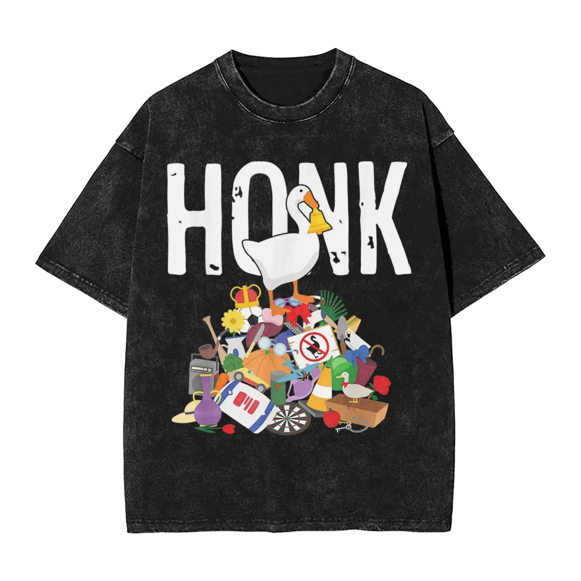 Washed T Shirts Goose Game Honk Untitled Goose Hip Hop T-Shirt High Street  Streetwear Cotton Summer Tops Tee Shirt Men Women