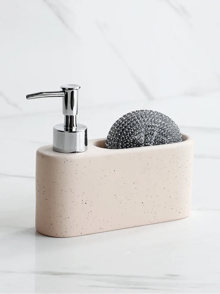 

Kitchen Dish Soap Dispenser and Hand Soap Dispenser Set Sponge Holder Organizer for Kitchen Sink and Bathroom Ceramic