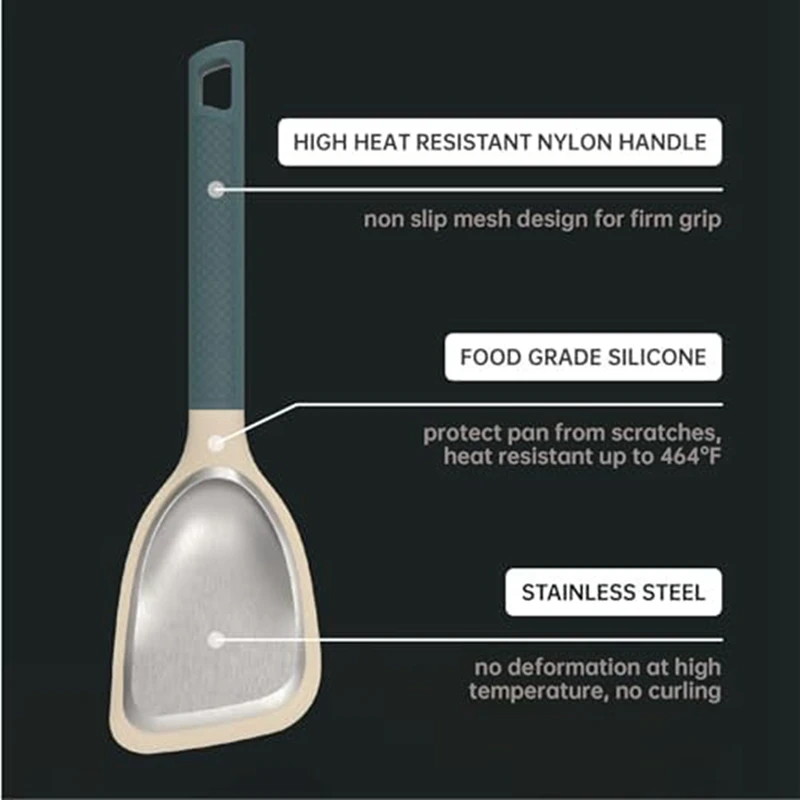 Non-Stick Spatula All Clad Spatula Turner Fish Steak Egg Pancake With Nylon Handle Heat Resistant Kitchen Utensils (10In&13In)