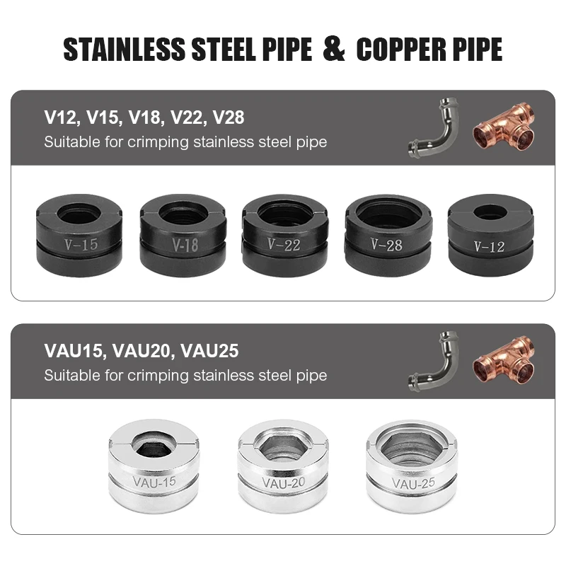 TH/U/V/VAU/M/VUS Type Die for Pex Pipe Crimping Tool GC-1632/CW-1632 Crimping Moulds 16, 20, 26, 32mm Hydraulic Crimper Jaws Kit