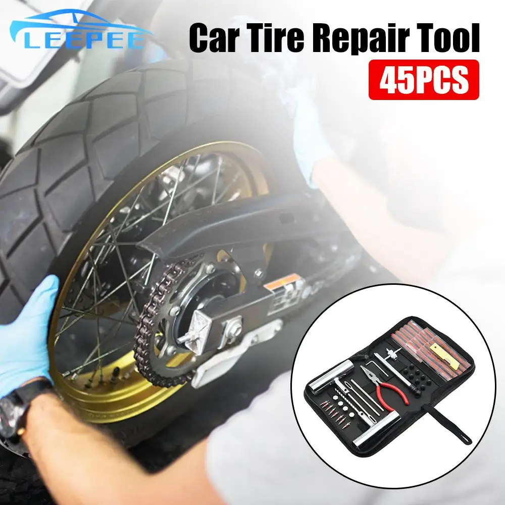 

Studding Tool Set Auto Bike Tire Repair 45 PCS Car Tire Repair Tool Motorcycle Car Accessories Puncture Plug Set Tyre Repair Kit