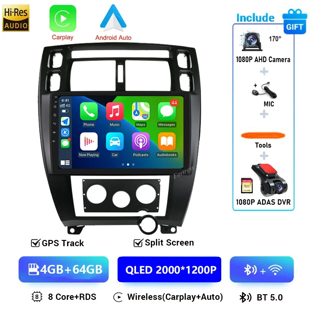 Android 16 Voor Hyundai Tucson 1 2004-2009 LHD 2K QLED Android Autoradio Multimedia Video Player GPS stereo CarPlay