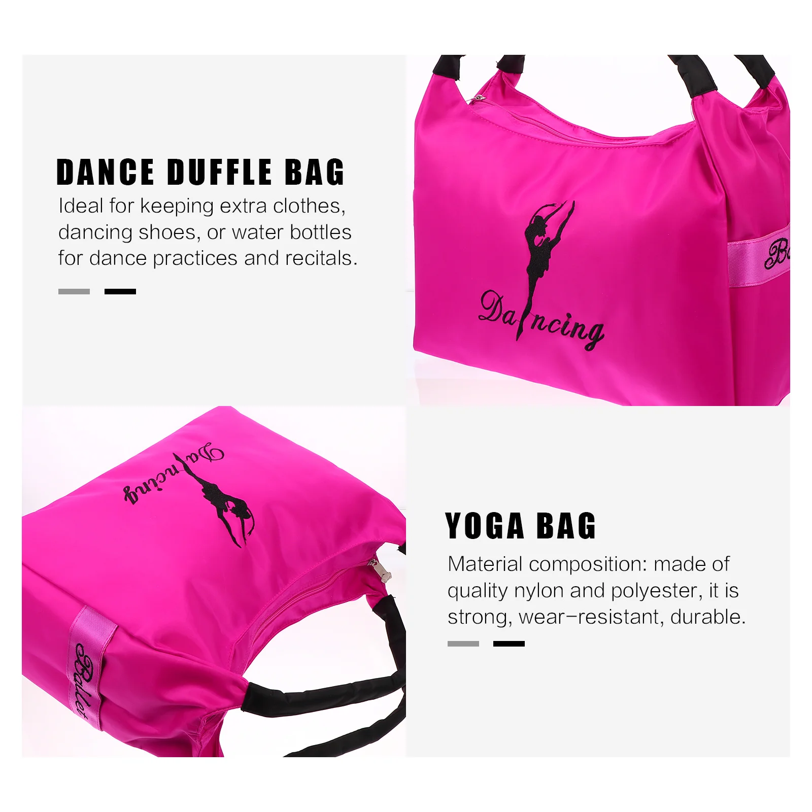 

1Pcs Yoga Duffle Bag Large Storage Ballet Shoes Organizer Nylon Polyester Water Resistant Tote with Multiple