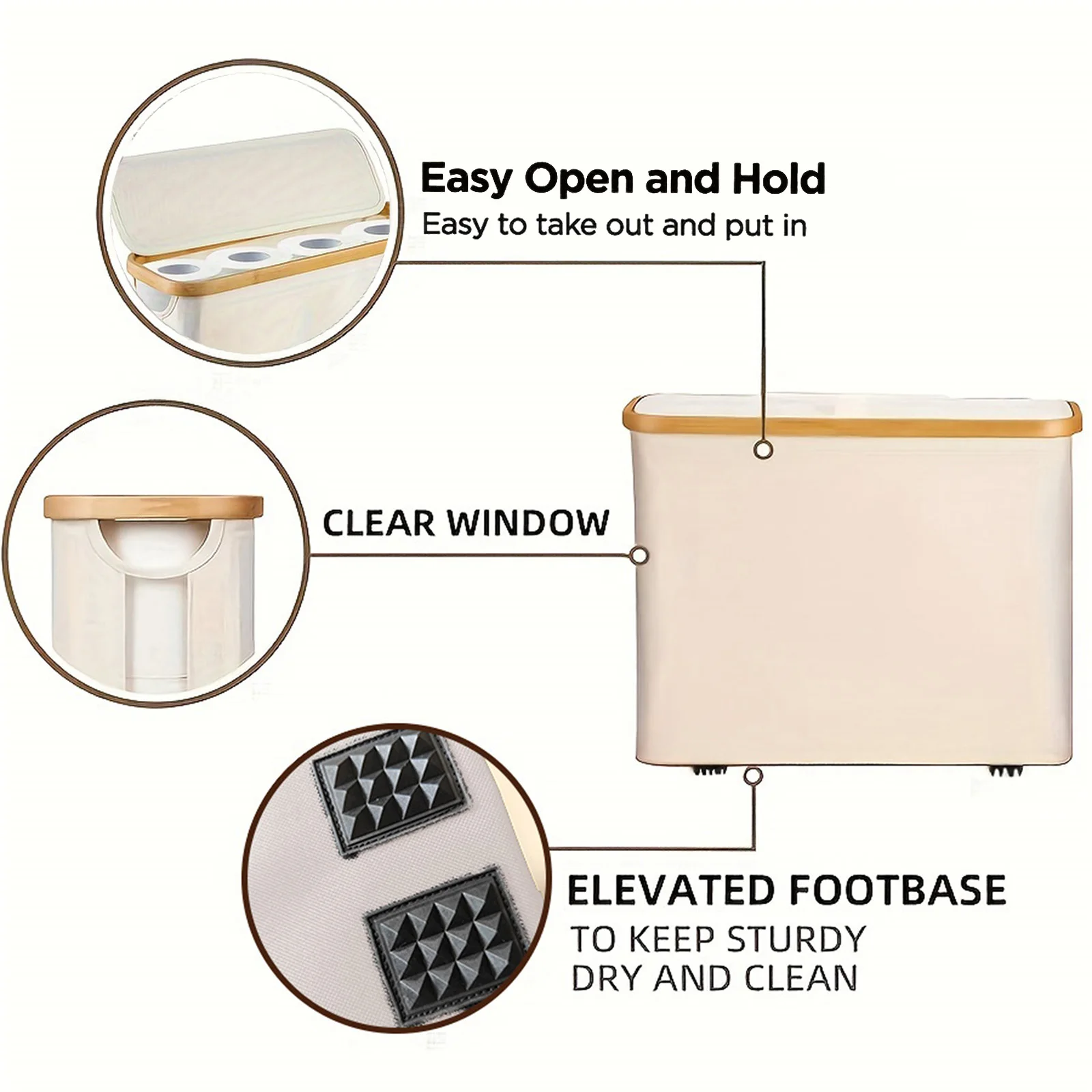 سلة تخزين واحدة، رف تخزين، حامل ورق كبير، 12 لفة من ورق التواليت، رف تخزين مع غطاء، قماش أكسفورد + مخزن من الخيزران