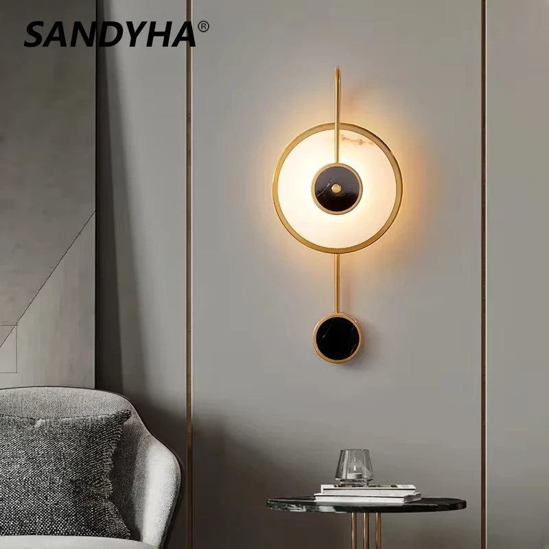 SANDYHA Modern Minimalist Yunshi Wall Lamps for Living Room Bedroom Bedhead LED Lights Hotel Villa Home Decor Lighting Fixtures