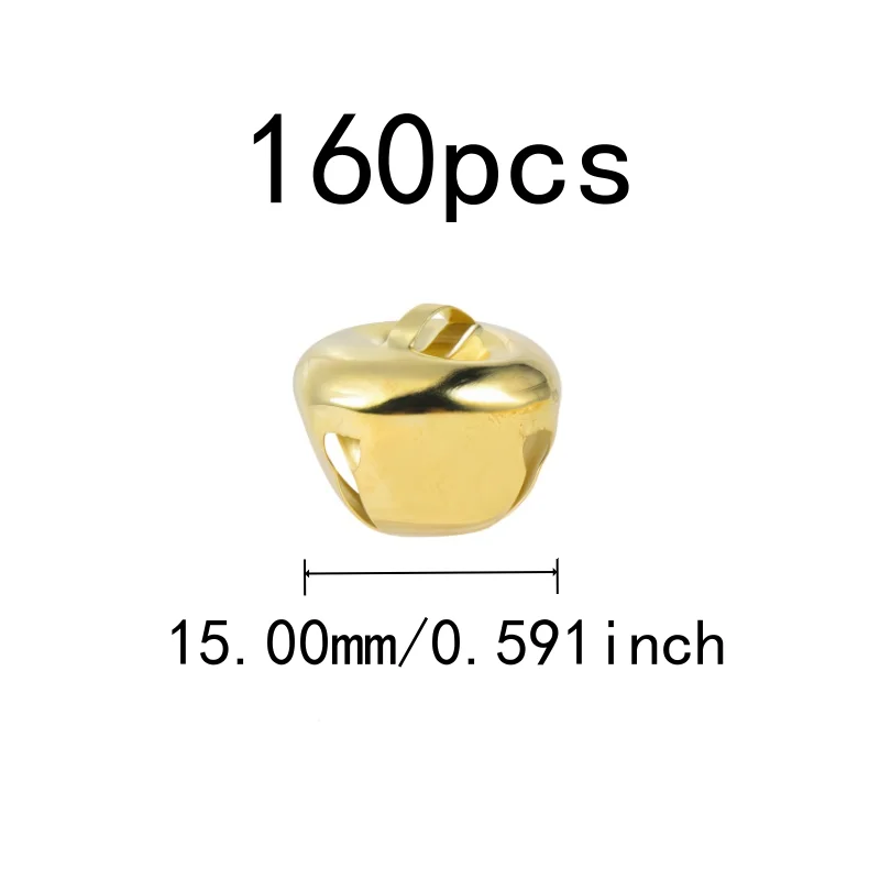 160 pcs 15mm Metal Craft Bells Metal Alloy Material, designed for Wedding Decoration, Clear Crisp Sound, Gold