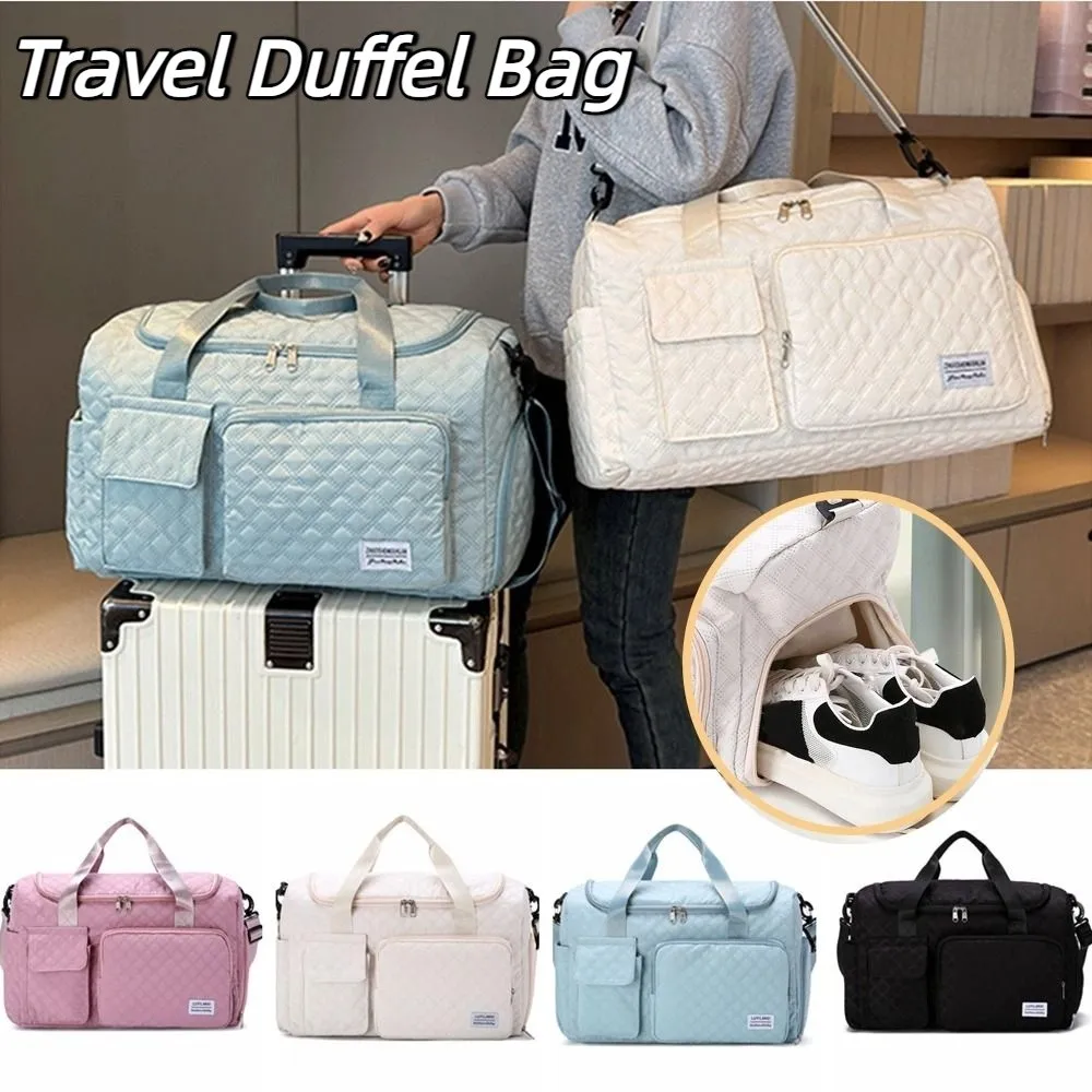 

Storage Bag Oxford Travel Duffel Bag Sturdy Foldable Nylon Duffle Bag Short Distance Solid Color Travel Luggage Bag Sports