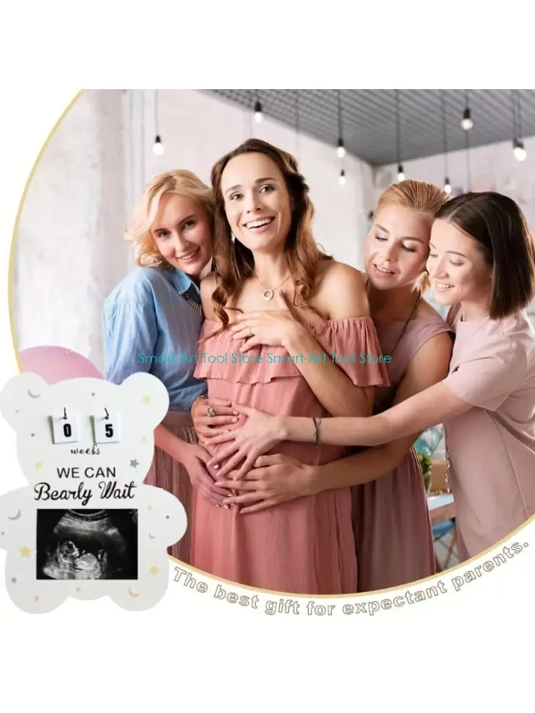 E1PB Sonogram Picture Frame with Baby Countdowns Week Baby Shower Welcome Signs
