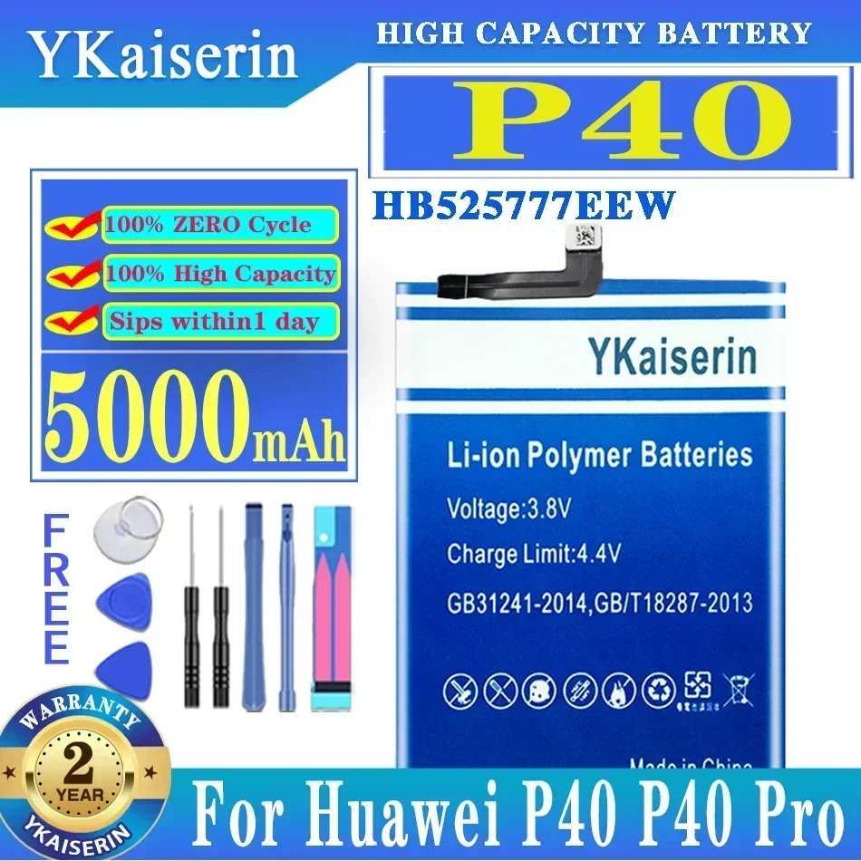 

YKaiserin Battery for Huawei P40 Pro P40Pro ELS-NX9 ELS-N04 for HuaWei HB536378EEW HB525777EEW High Quality Batteries + NO