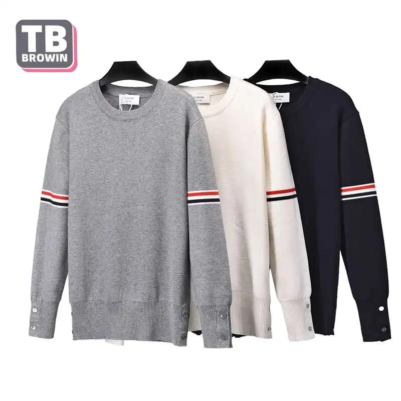 Maglione lavorato a maglia da uomo TB autunno inverno moda di lusso cappotto Casual in lana Thom Pullover a 4 Bar a righe