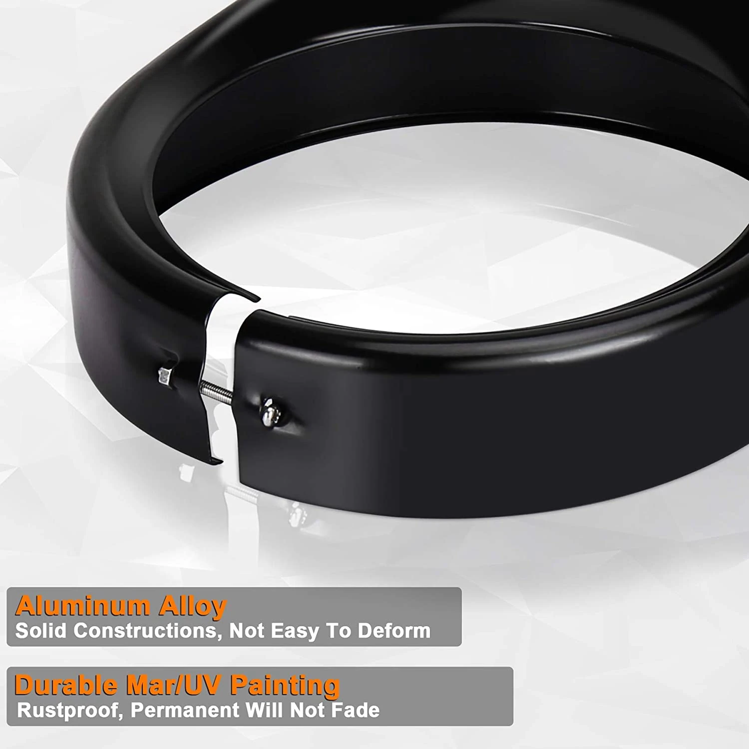 

#635Q Headlight Trim Ring 7Inch Black Visor Type Motorcycle Trim Ring for Softail Street Glide Road King Electra Glide (black)