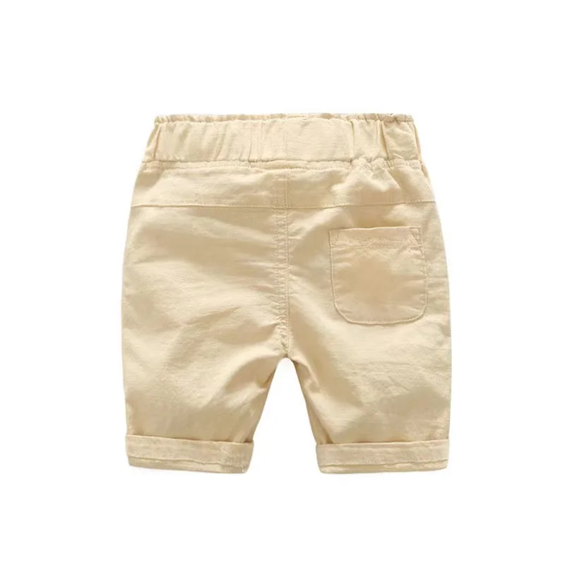 2024 Summer Boys Casual Shorts Children Cotton Elastic Waist Pants Toddler Kids Knee Length Pants Solid Color Baby Boys Clothes