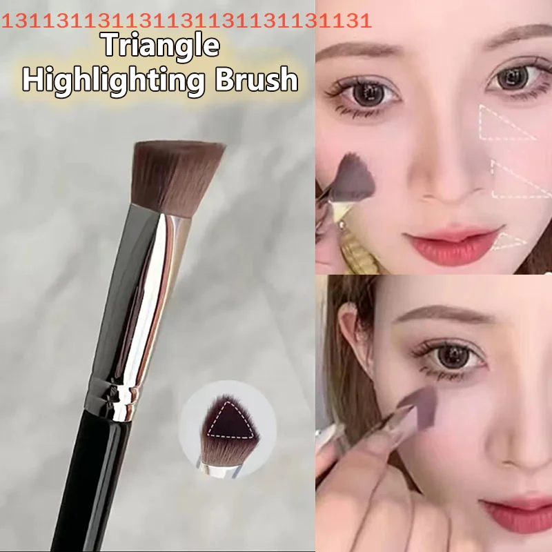 فرشاة كريم أساس كونسيلر بمقبض خشبي ممتاز، أداة مكياج كثيفة على شكل مثلث لتطبيق العين الخالية من العيوب #6