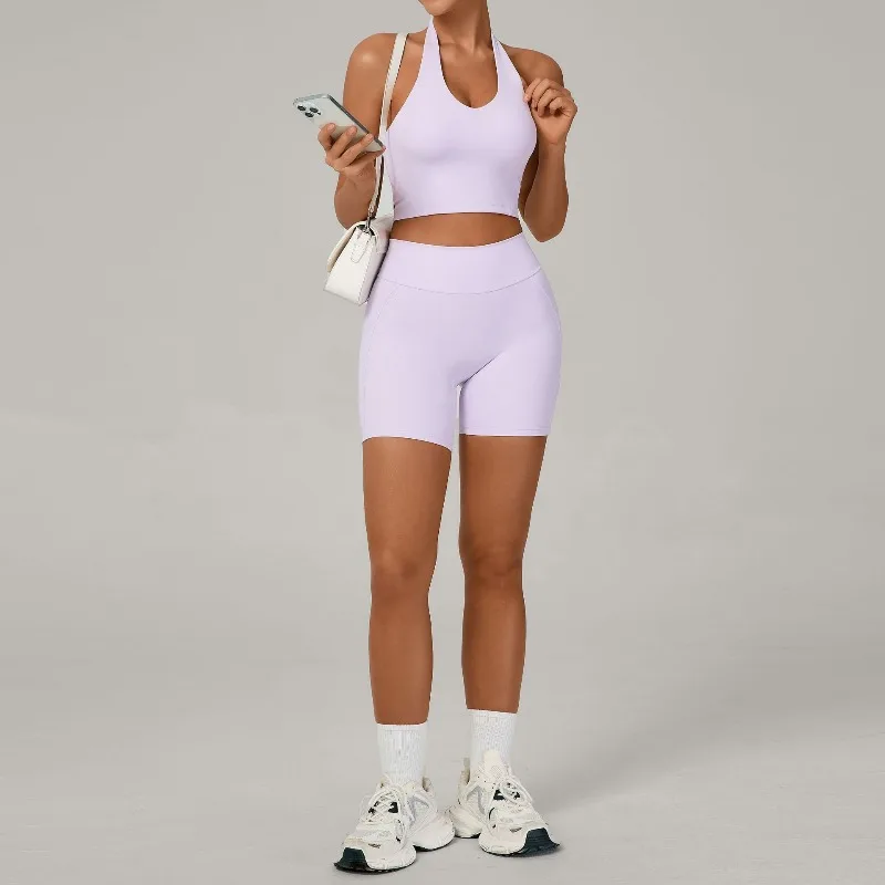

Women's Yoga Set Hip Lifting Beautiful Back High Elasticity Quick Drying Vest Shorts Set Outdoor Sports Running Fitness Suit