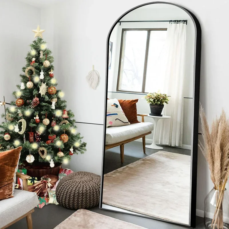 NeuType Arched Full Length Mirror, 71”x32”, Large FullMirror with Aluminium Metal Frame, Shatter Protection, Wall-Mounted