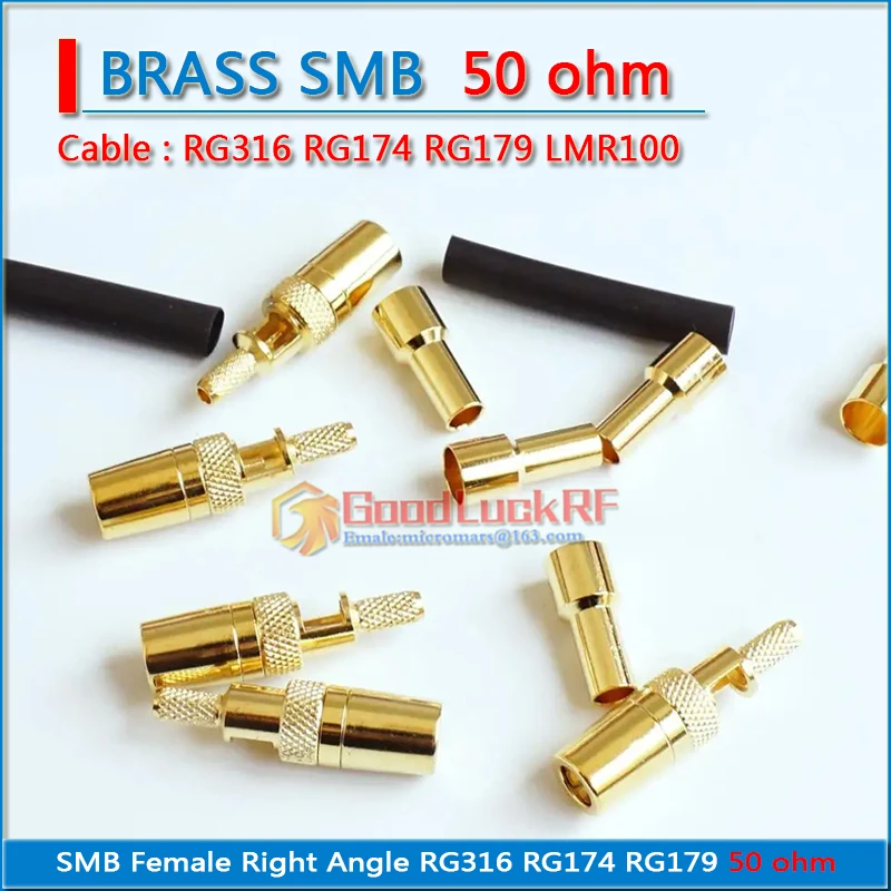 SMB Female plug Window Crimp For RG316 RG174 RG179 LMR100 Cable 50 ohm Brass Straight Coax RF Connector Adapters